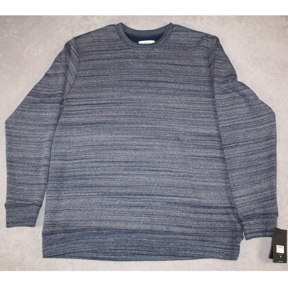 UGG Men’s Crewneck Pullover Sweatshirt Gray Striped Long Sleeve Size XXL NWT
